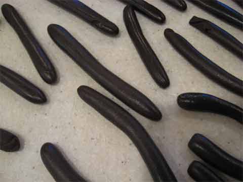 Licorice ropes about 4 to 6 inches long