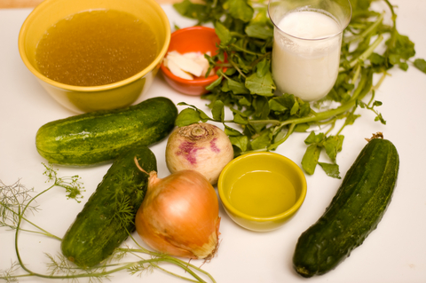 Ingredients for chilled cucumber soup