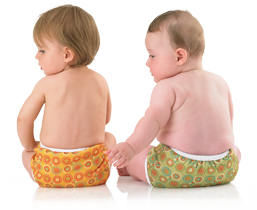 Babies in Bummis cloth diaper covers