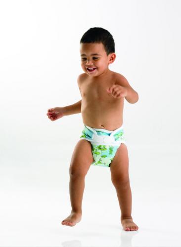 Baby dancing in Bummis diaper cover
