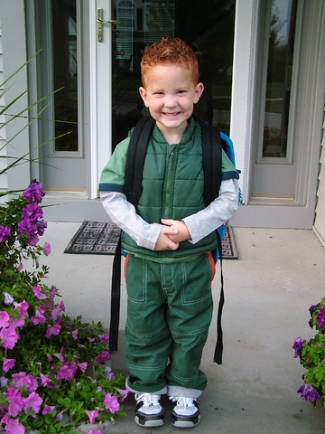 Excited for the first day of kindergarten.