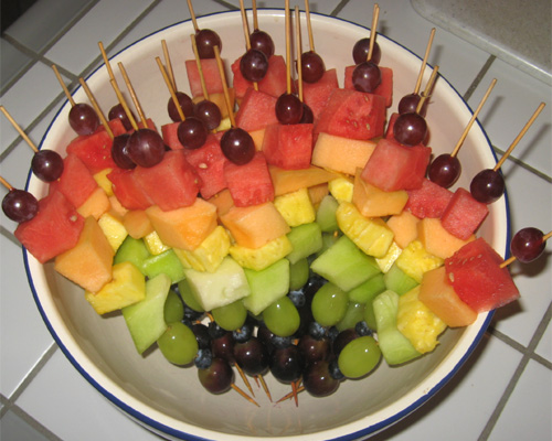 Rainbow fruit skewers